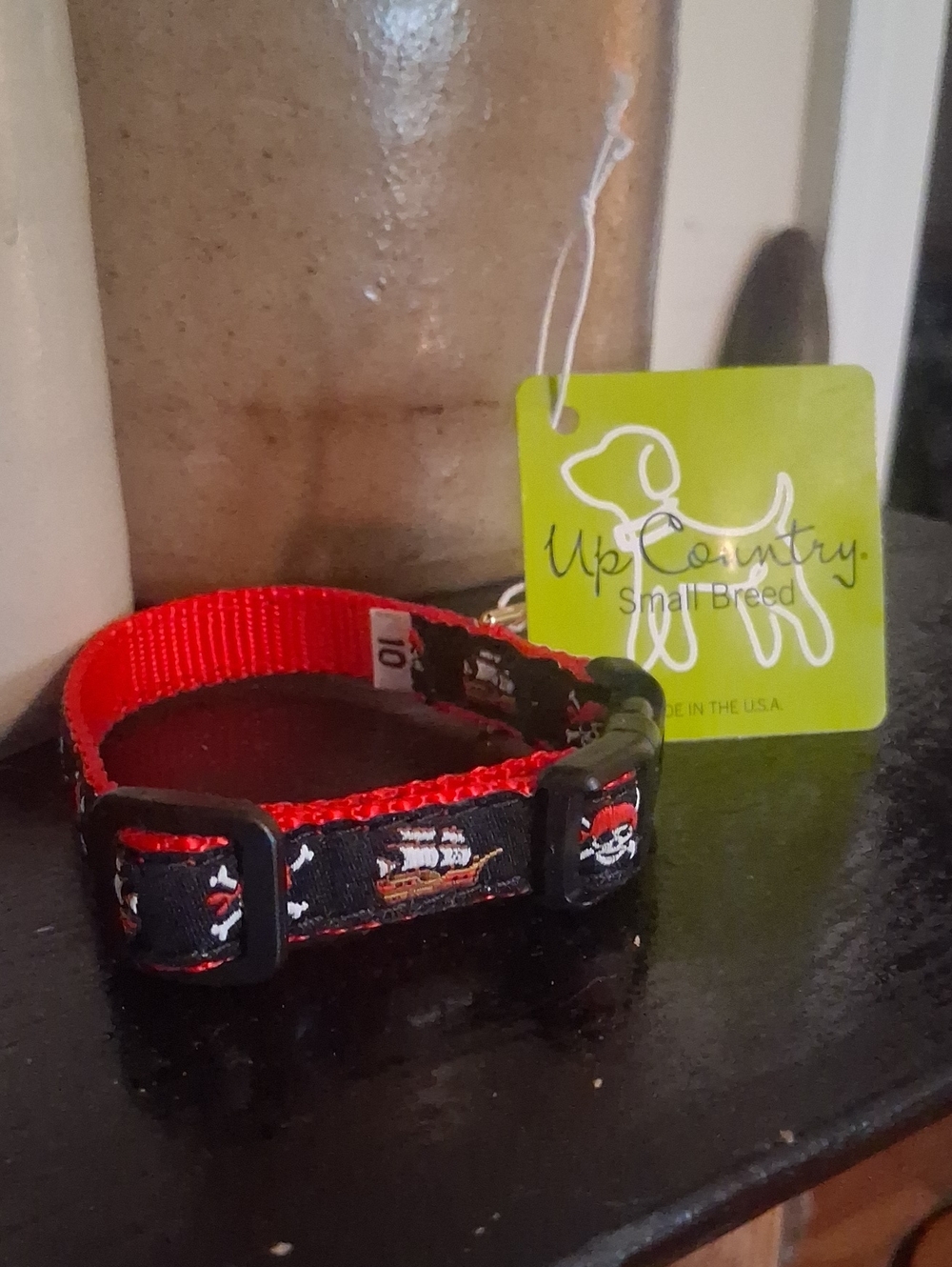 UpCountry Small Breed Pirate Dog Collar - Red & Black
